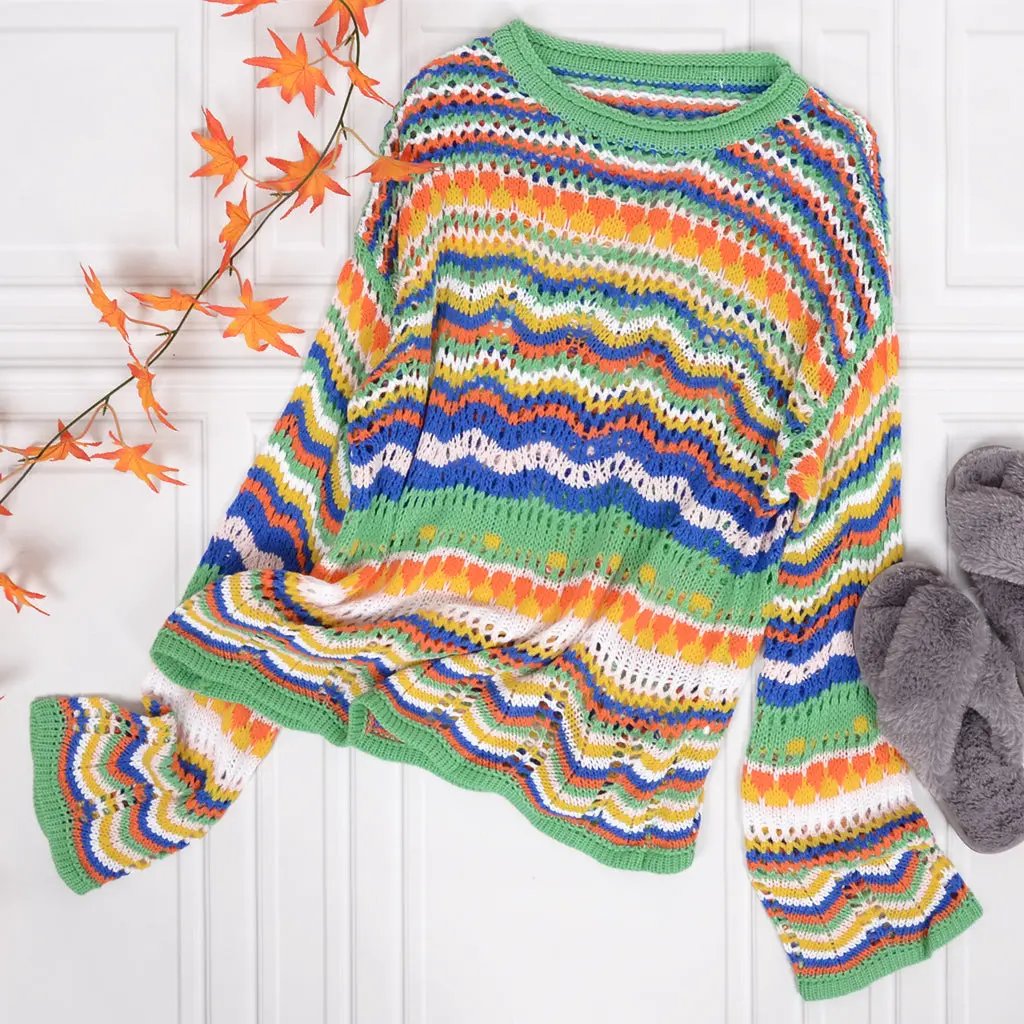 Cut Out Knitted Boho Sweater Anna-Kaci Wholesale