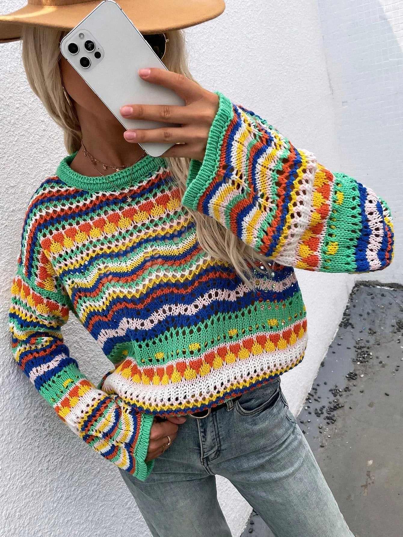 Cut Out Knitted Boho Sweater Anna-Kaci Wholesale