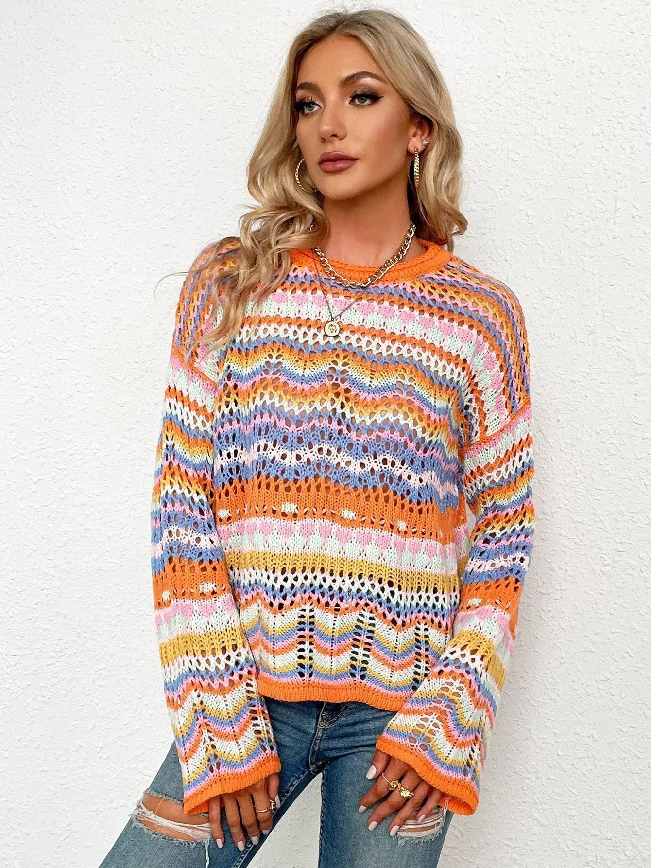 Cut Out Knitted Boho Sweater Anna-Kaci Wholesale