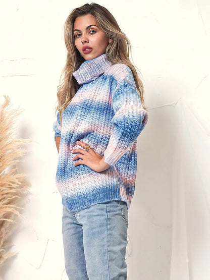 Tie Dye Cowl Neck Knit Sweater Anna-Kaci Wholesale