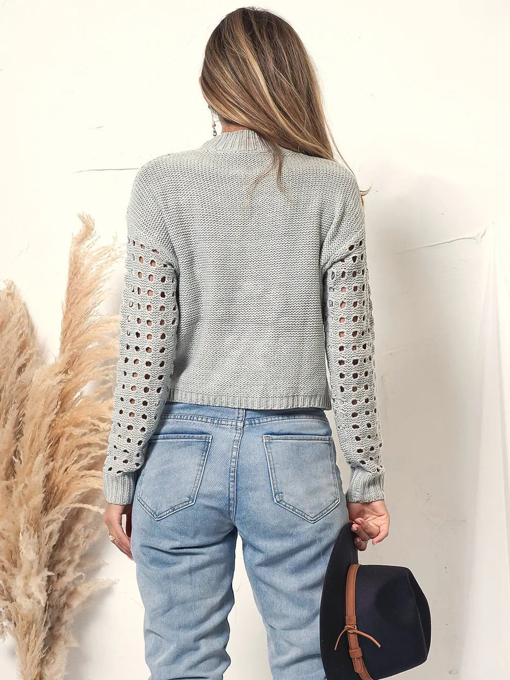 Pom Pom Open Knit Long Sleeve Anna-Kaci Wholesale