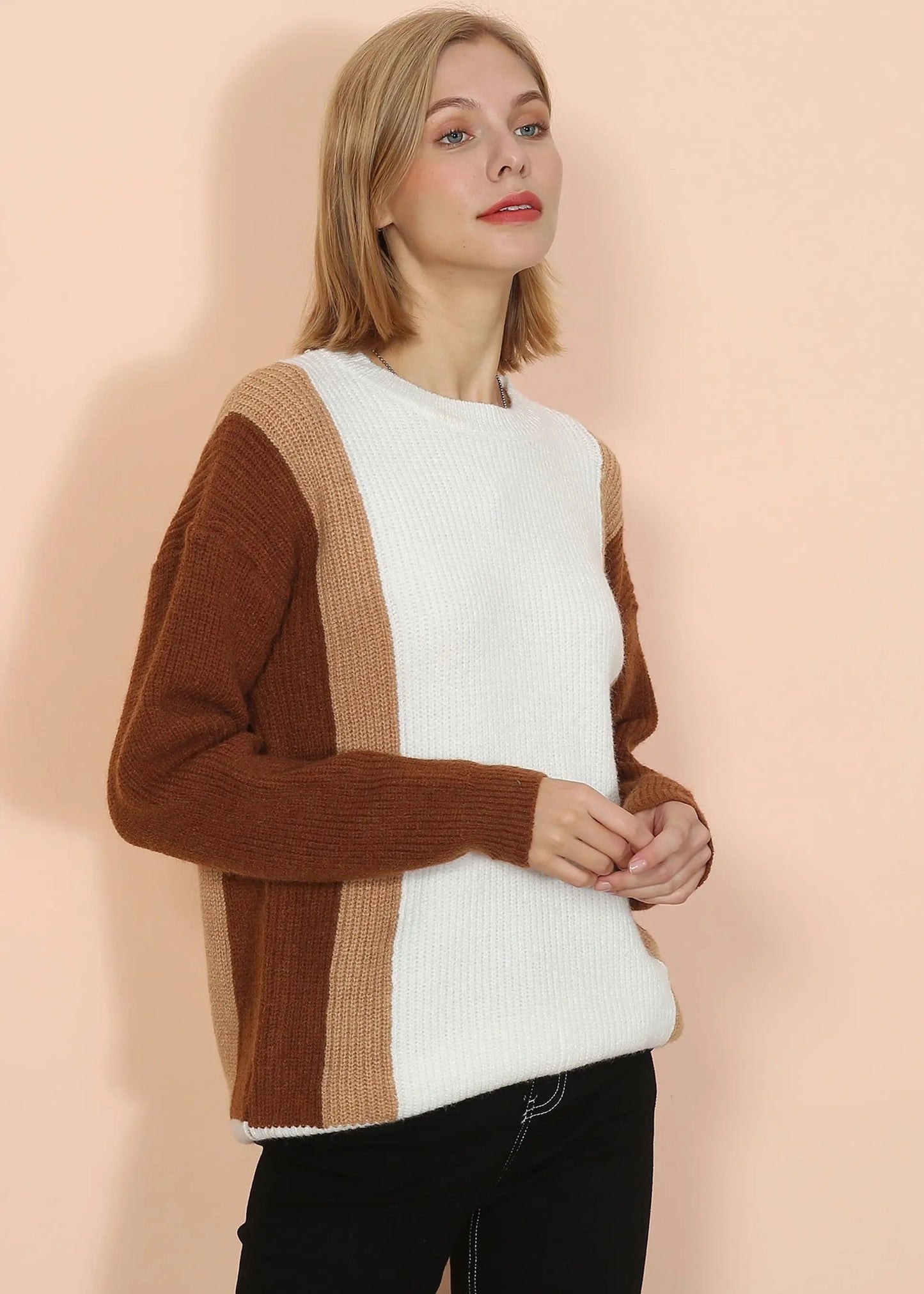 Color Block Knit Sweater Anna-Kaci Wholesale