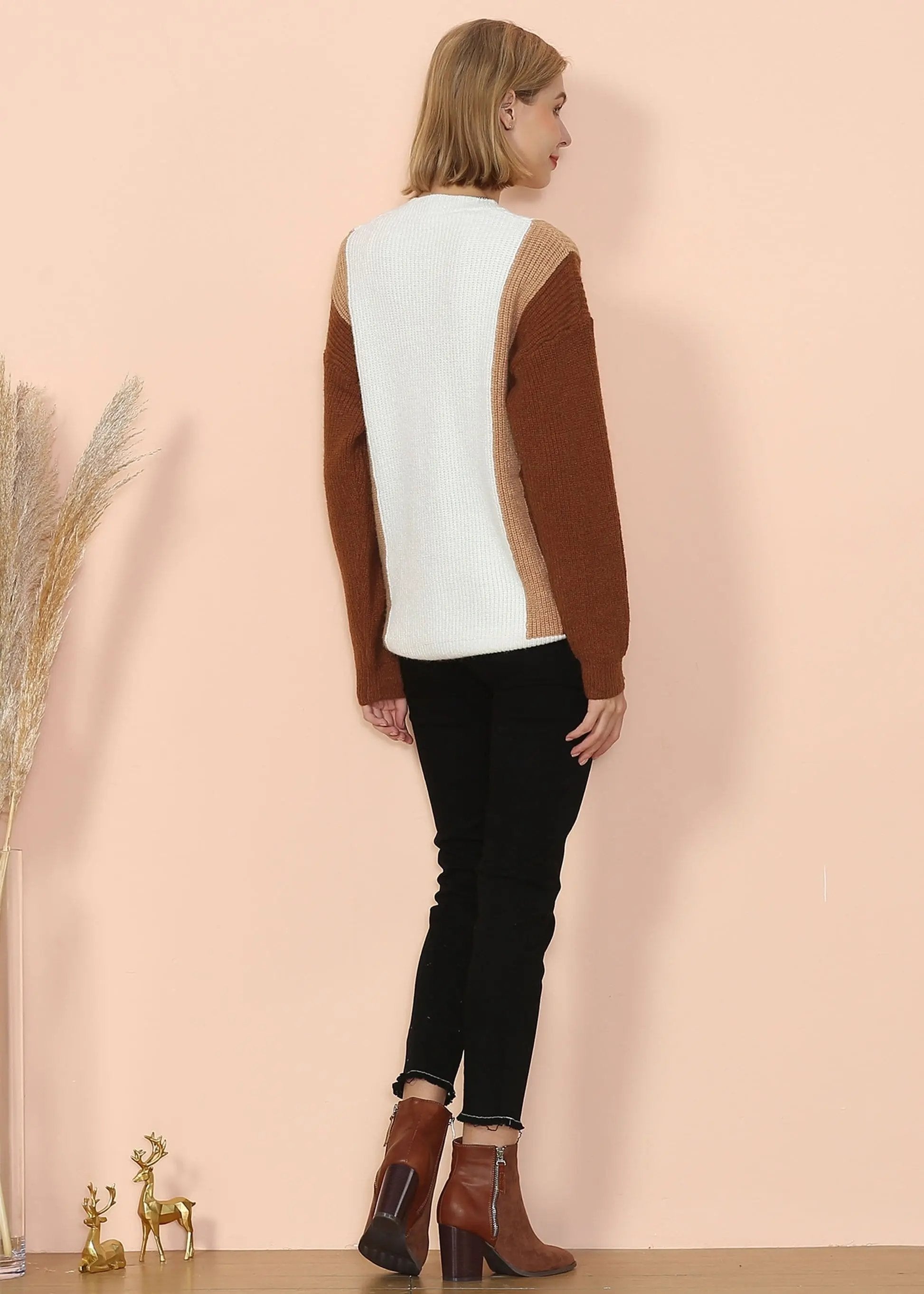 Color Block Knit Sweater Anna-Kaci Wholesale