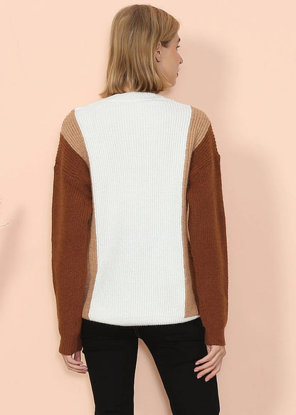 Color Block Knit Sweater Anna-Kaci Wholesale