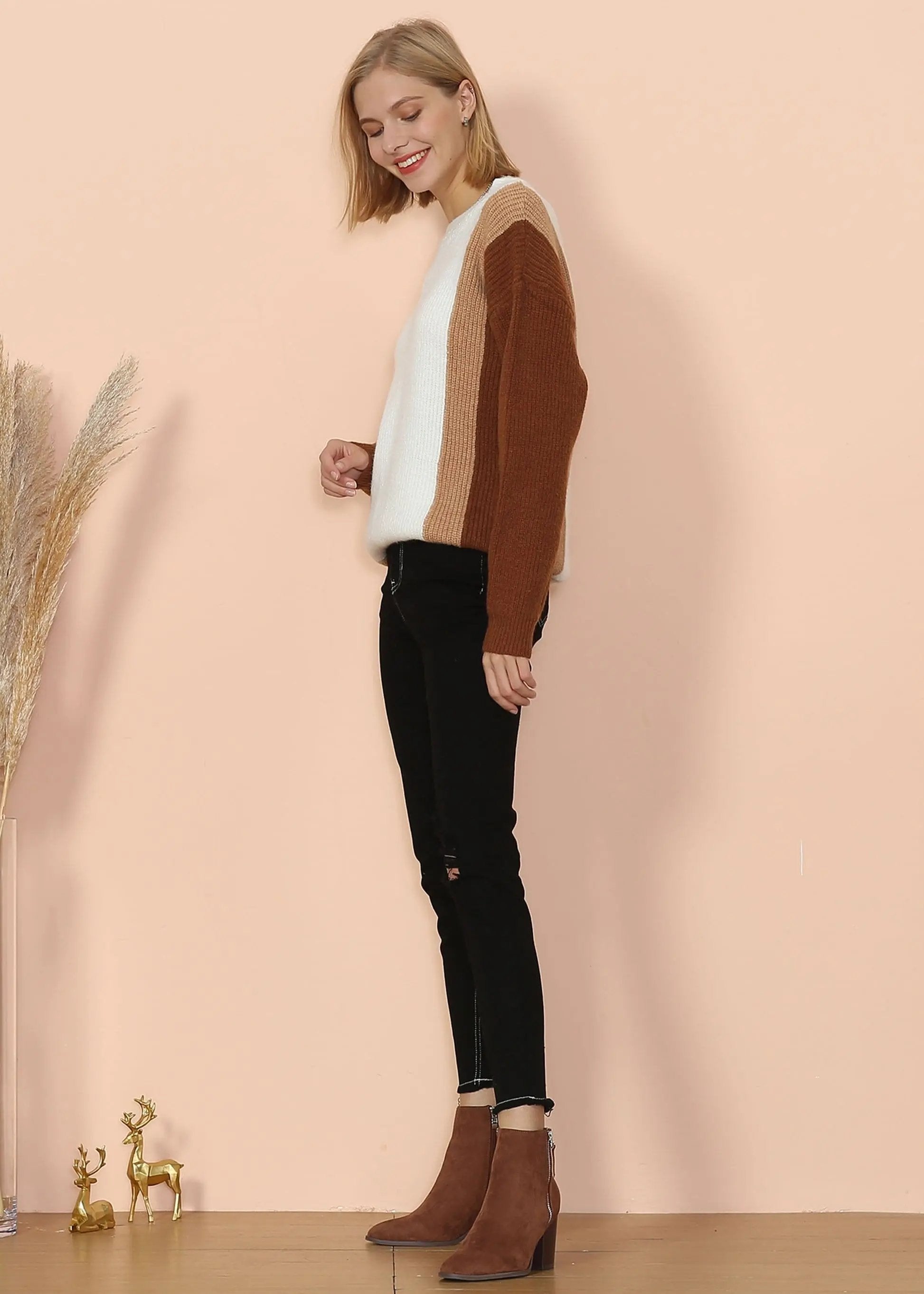 Color Block Knit Sweater Anna-Kaci Wholesale