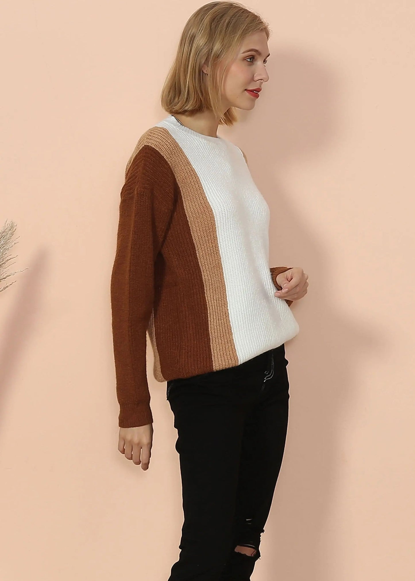 Color Block Knit Sweater Anna-Kaci Wholesale
