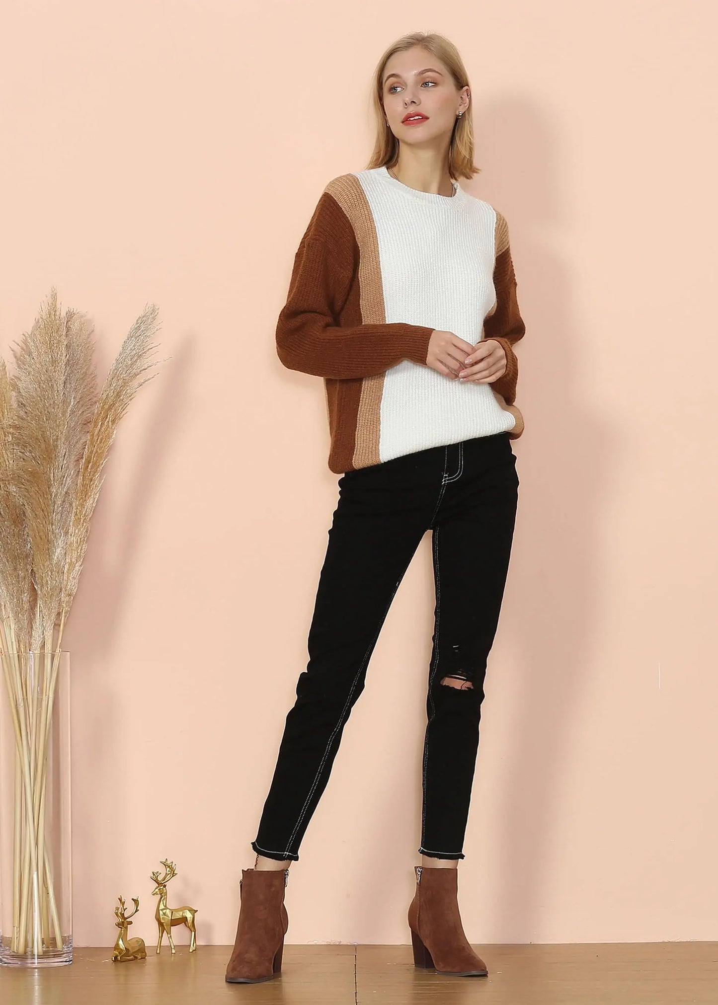 Color Block Knit Sweater Anna-Kaci Wholesale