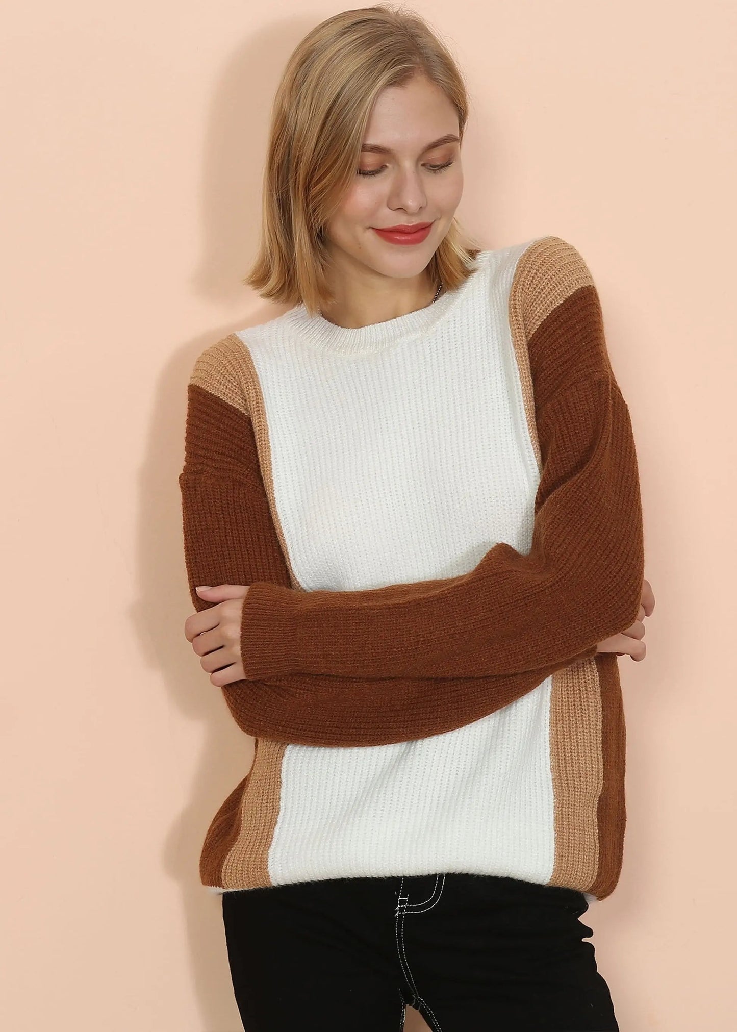 Color Block Knit Sweater Anna-Kaci Wholesale