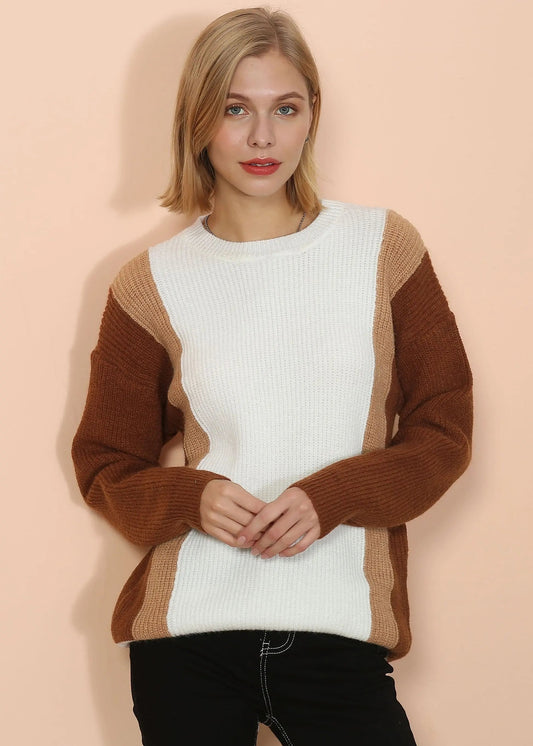 Color Block Knit Sweater Anna-Kaci Wholesale