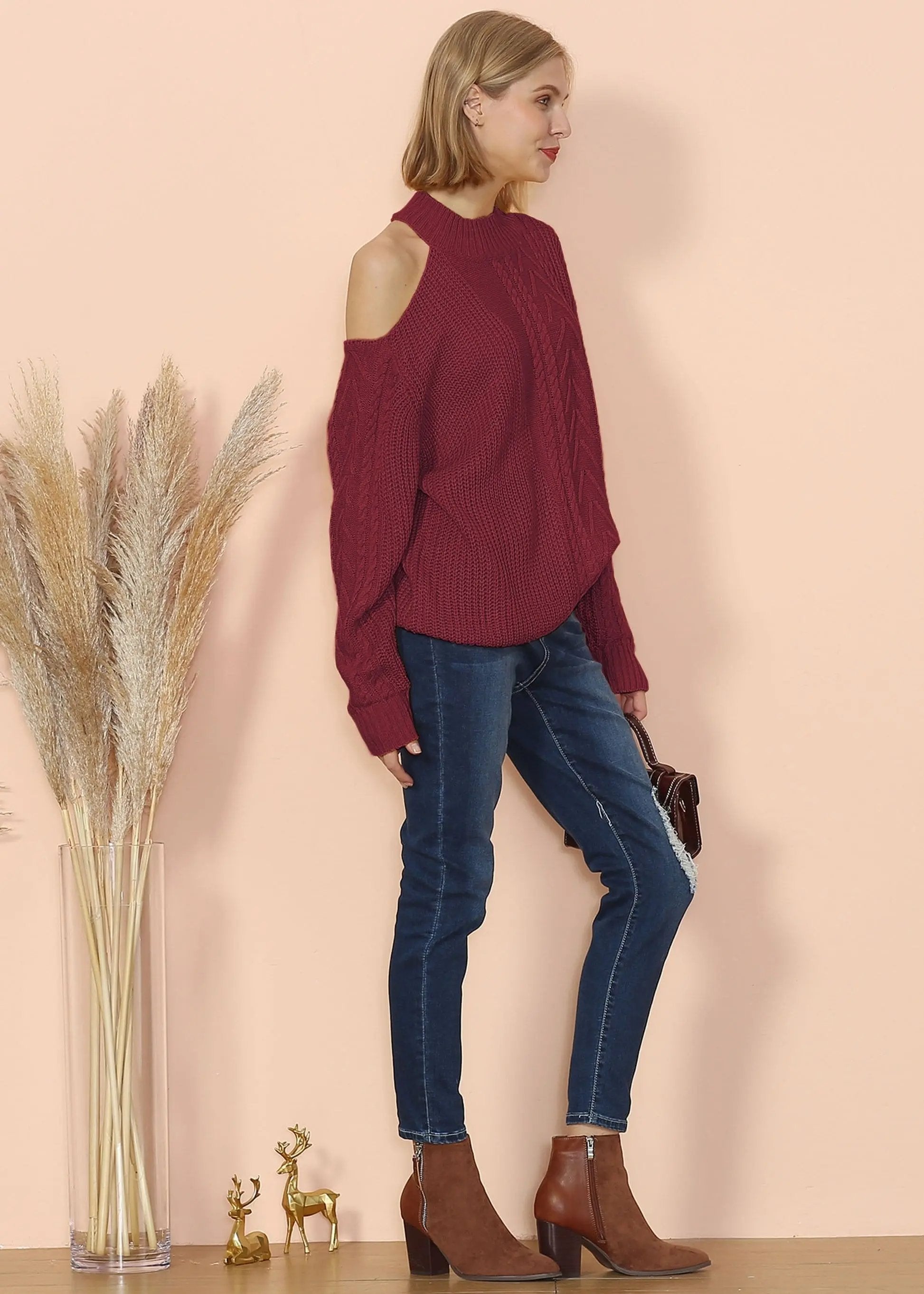 Cut Out Cable Knit Sweater Anna-Kaci Wholesale