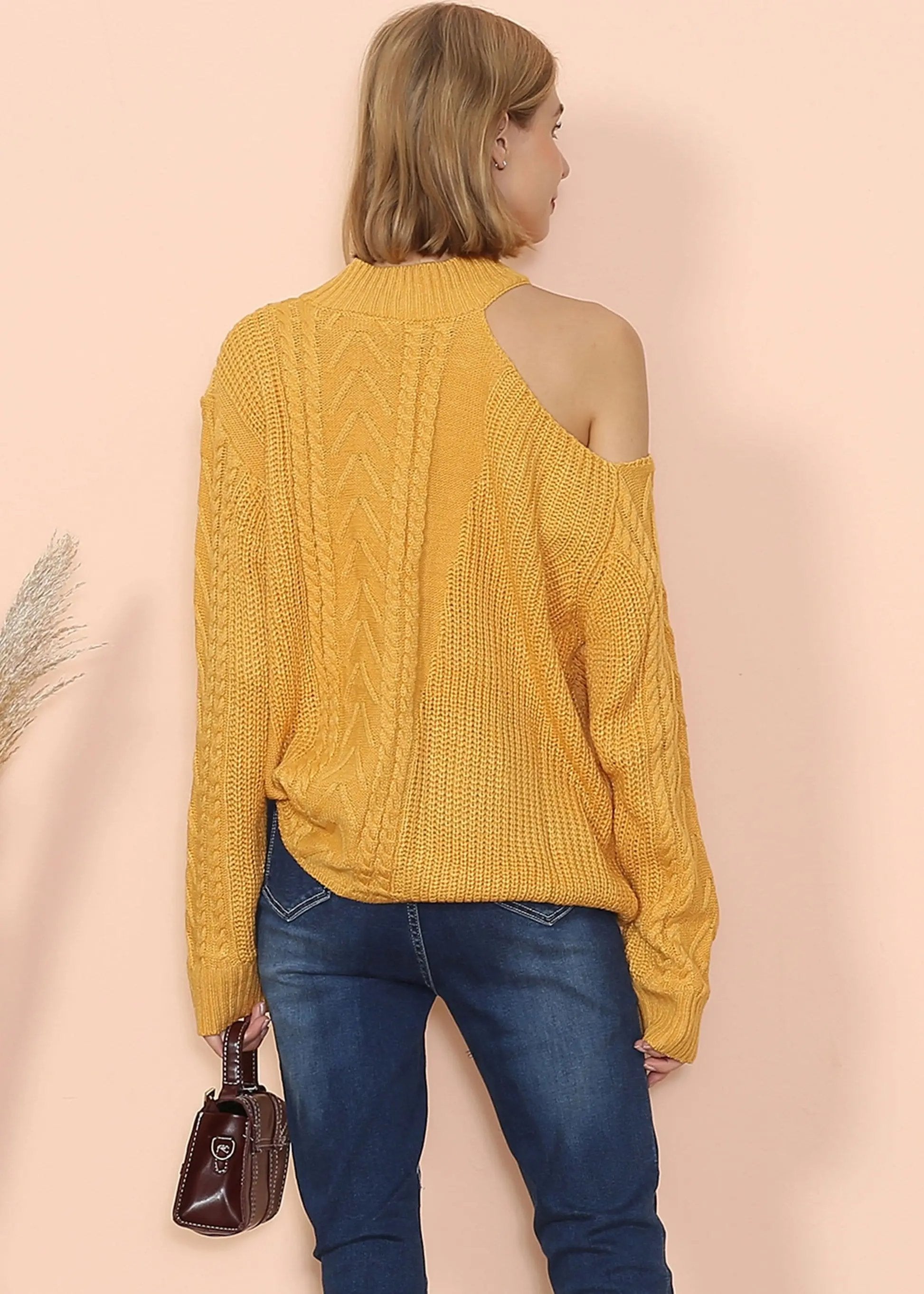 Cut Out Cable Knit Sweater Anna-Kaci Wholesale
