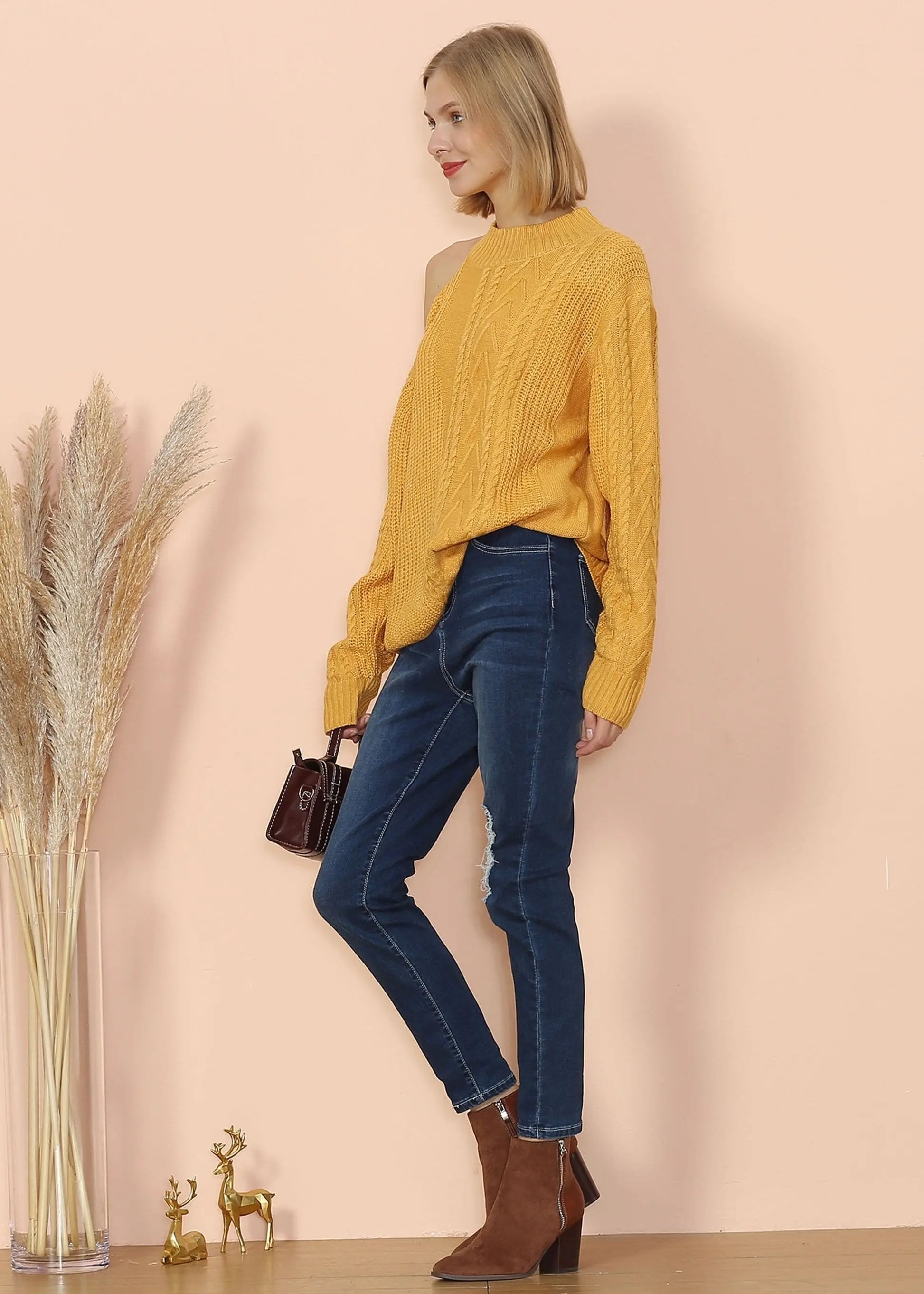 Cut Out Cable Knit Sweater Anna-Kaci Wholesale