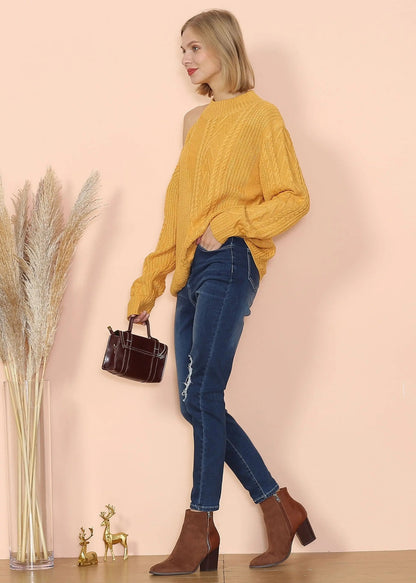 Cut Out Cable Knit Sweater Anna-Kaci Wholesale