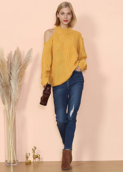 Cut Out Cable Knit Sweater Anna-Kaci Wholesale