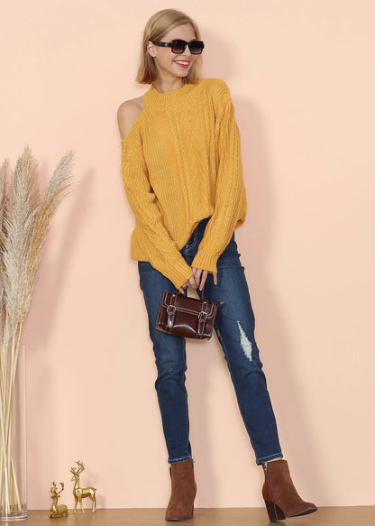 Cut Out Cable Knit Sweater Anna-Kaci Wholesale
