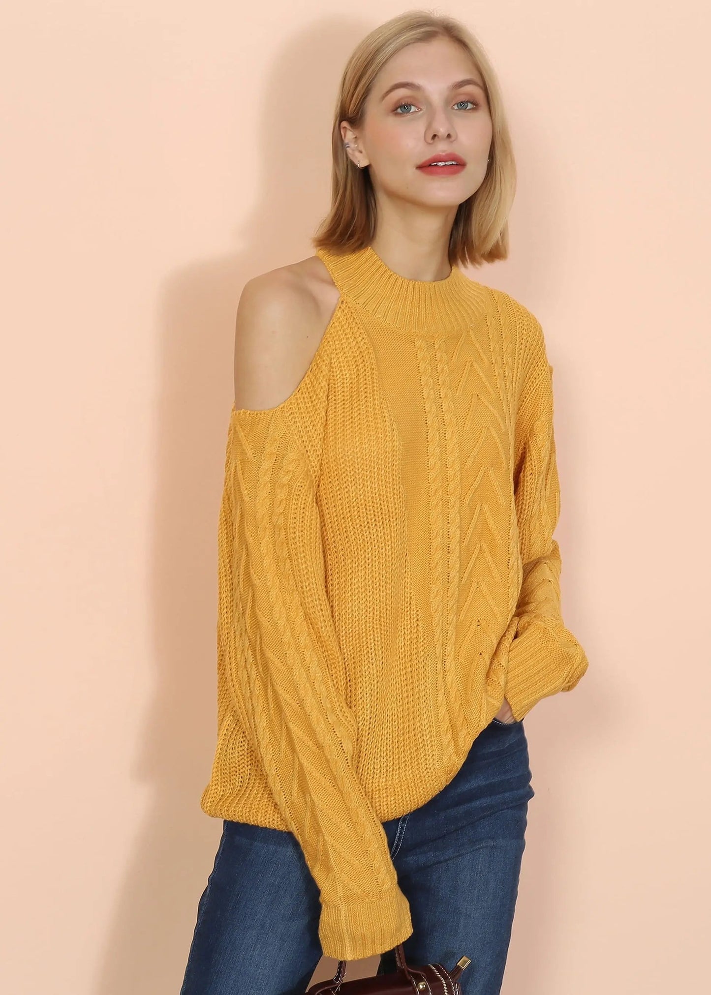 Cut Out Cable Knit Sweater Anna-Kaci Wholesale