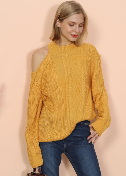 Cut Out Cable Knit Sweater Anna-Kaci Wholesale