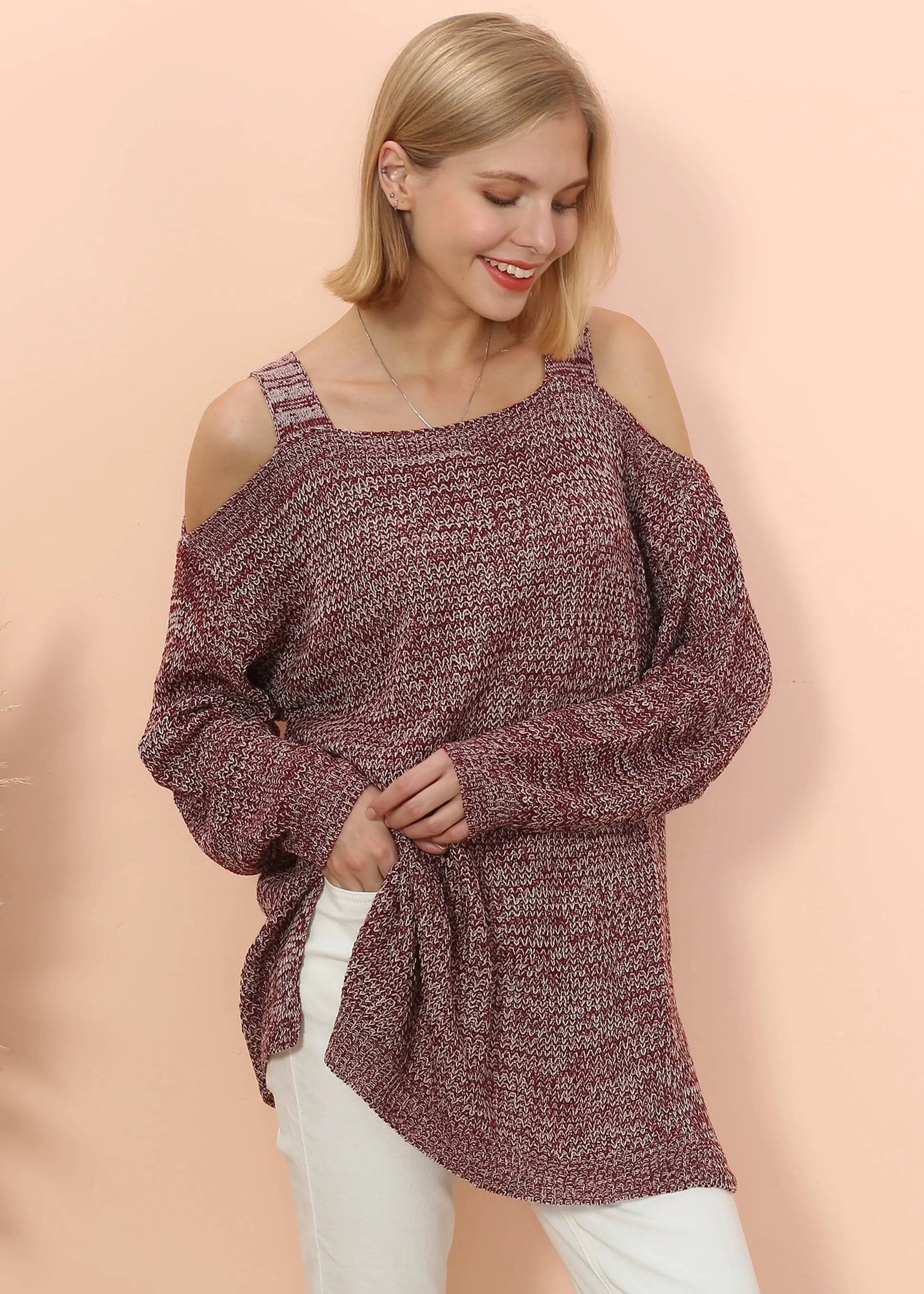 Cold Shoulder Oversized Sweater Anna-Kaci Wholesale