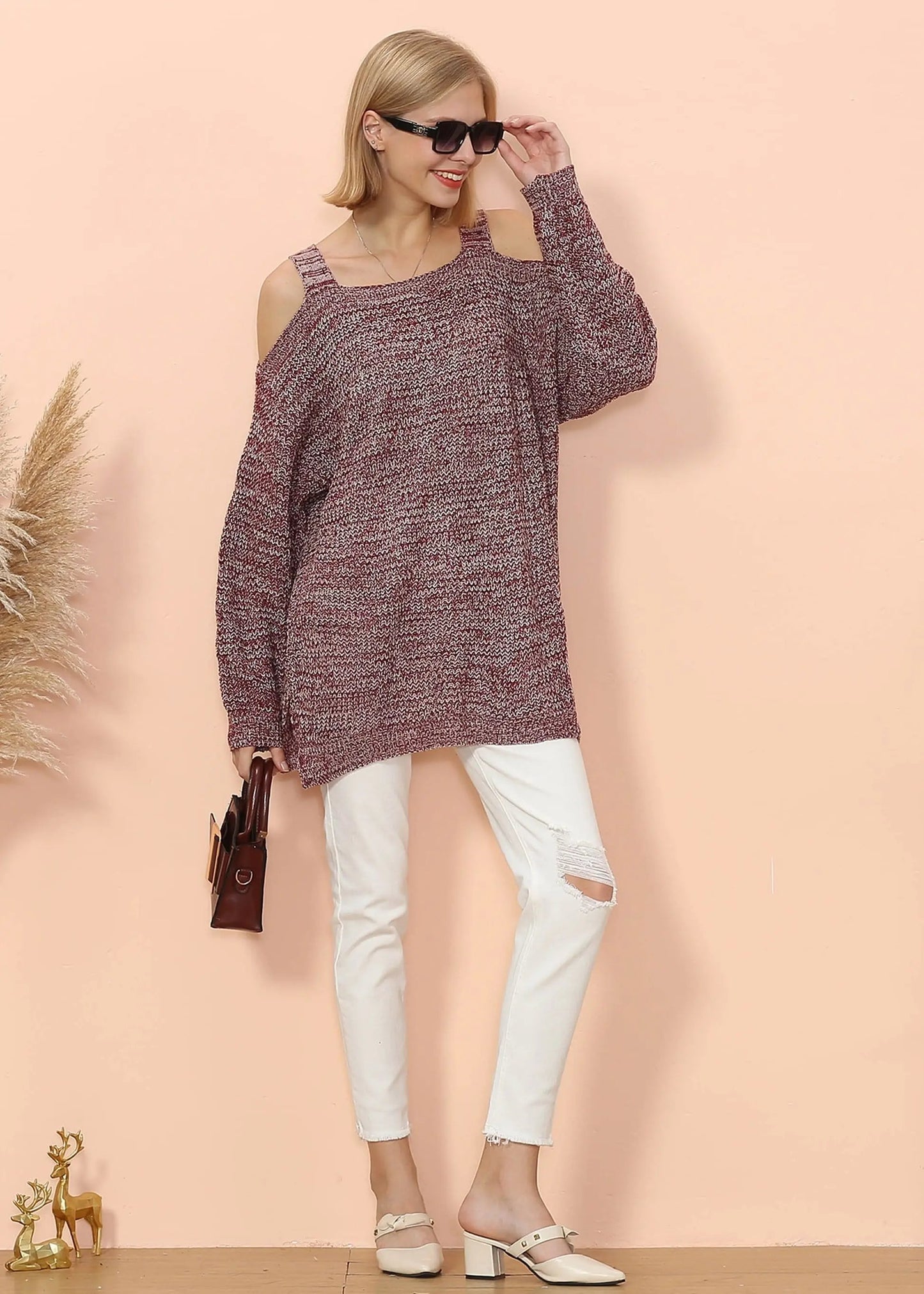 Cold Shoulder Oversized Sweater Anna-Kaci Wholesale