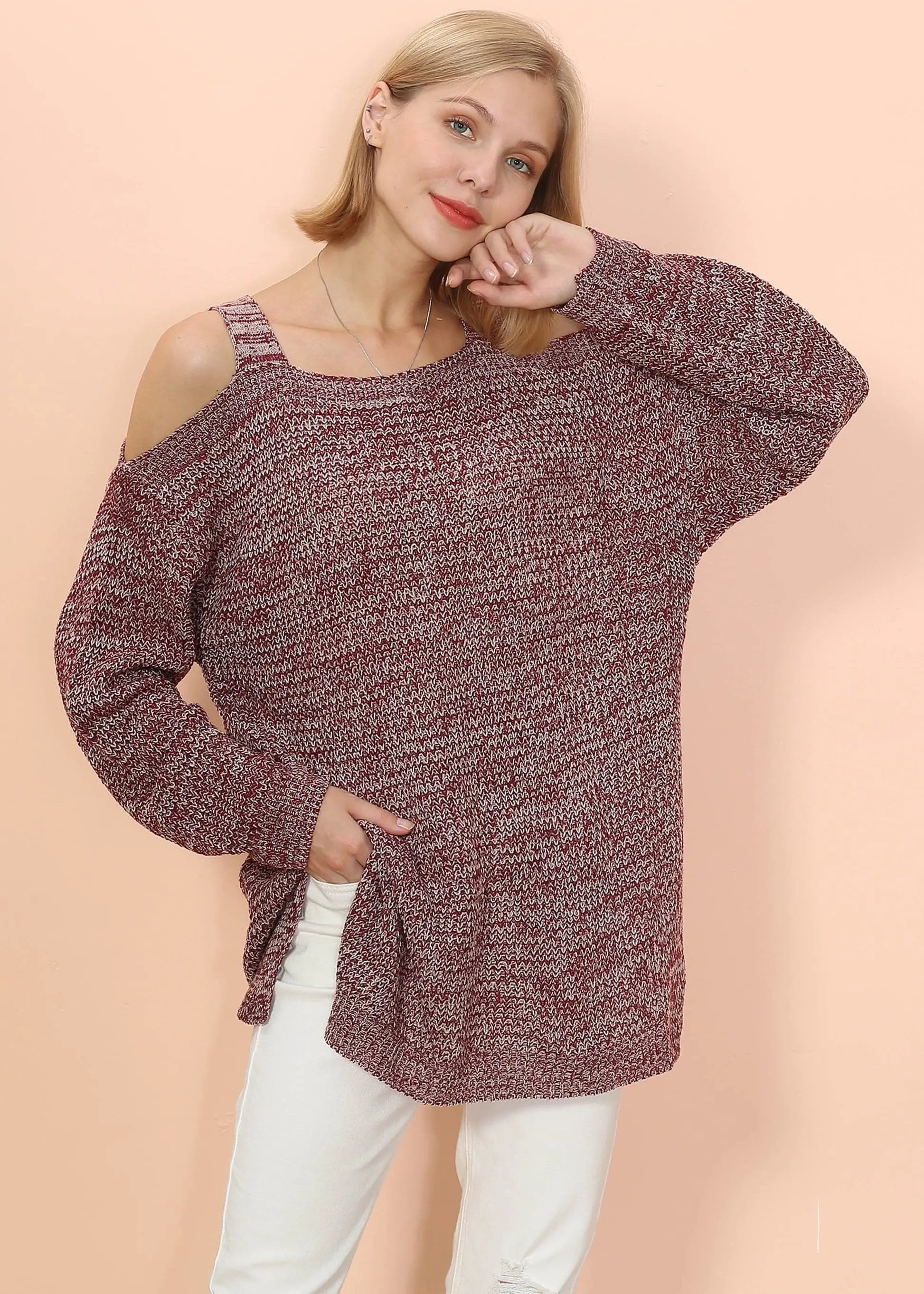 Cold Shoulder Oversized Sweater Anna-Kaci Wholesale