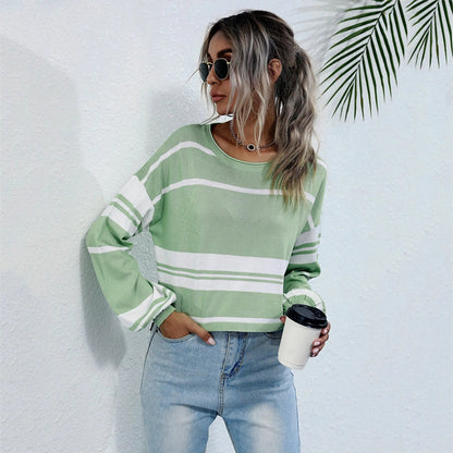 Bishop Sleeve Striped Sweater