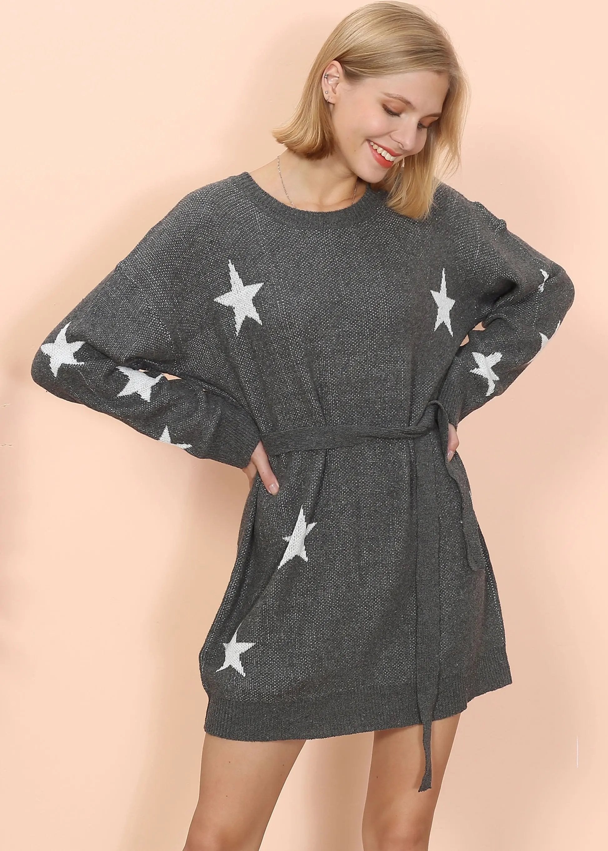 Star Pattern Sweater Dress Anna-Kaci Wholesale