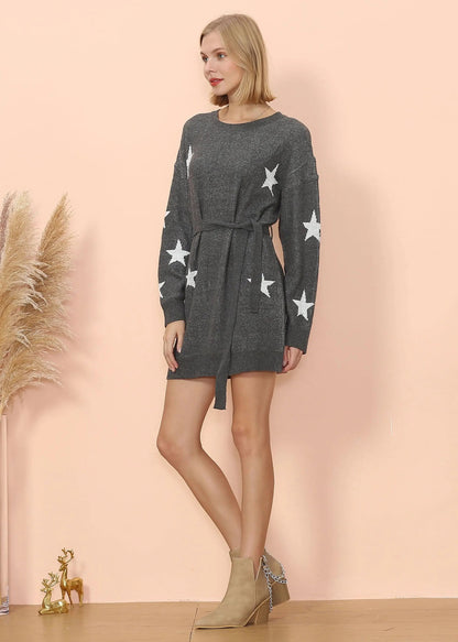 Star Pattern Sweater Dress Anna-Kaci Wholesale