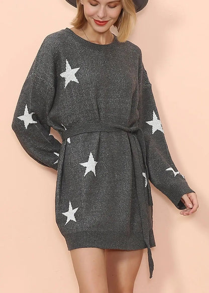 Star Pattern Sweater Dress Anna-Kaci Wholesale