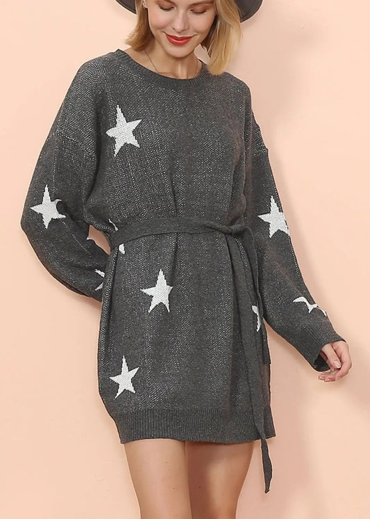 Star Pattern Sweater Dress Anna-Kaci Wholesale