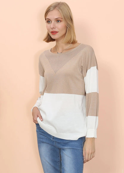 Color Block Net Detail Sweater Anna-Kaci Wholesale