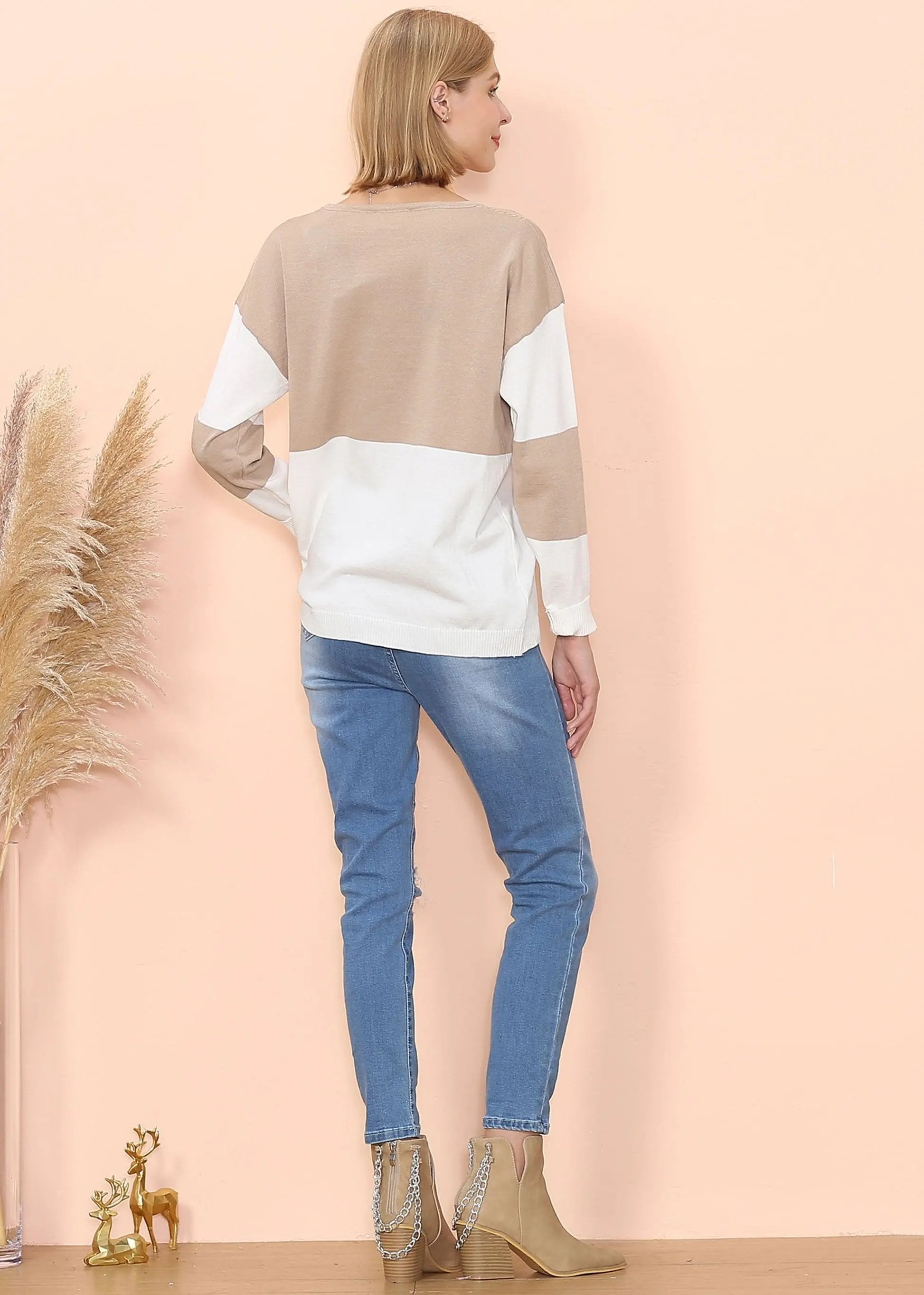 Color Block Net Detail Sweater Anna-Kaci Wholesale