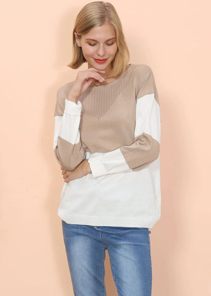 Color Block Net Detail Sweater Anna-Kaci Wholesale