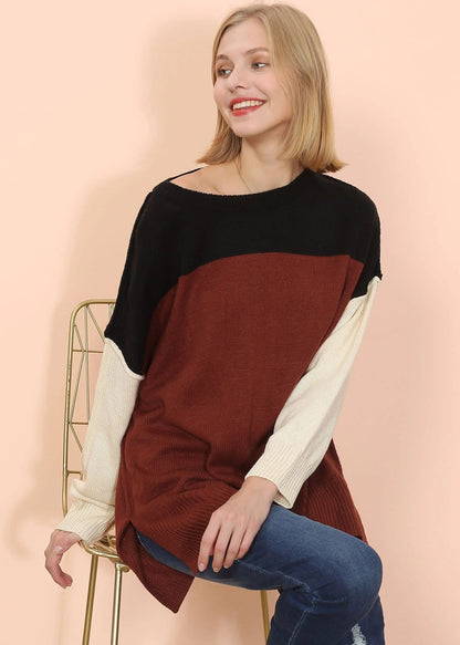 Multicolor Drop Shoulder Sweater Anna-Kaci Wholesale