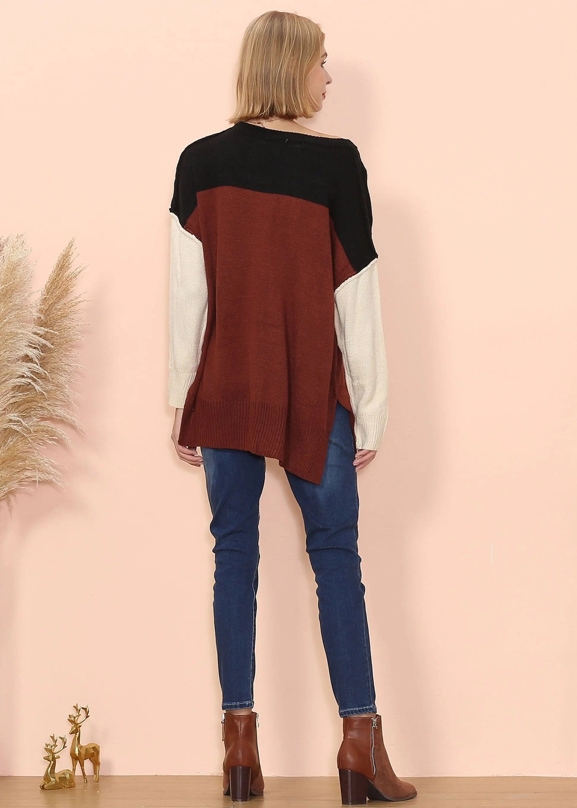 Multicolor Drop Shoulder Sweater Anna-Kaci Wholesale