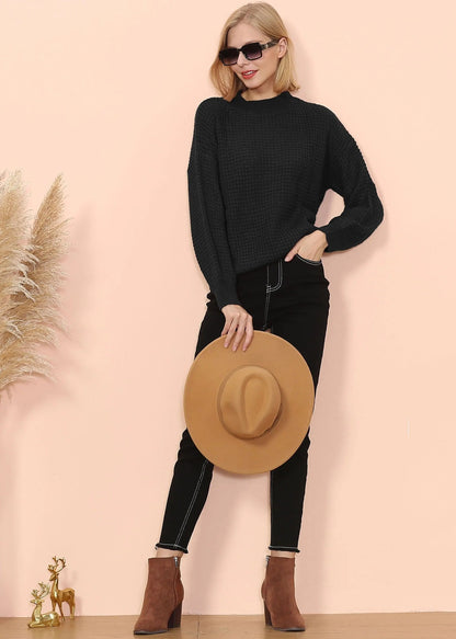 Mock Neck Waffle Knit Sweater Anna-Kaci Wholesale