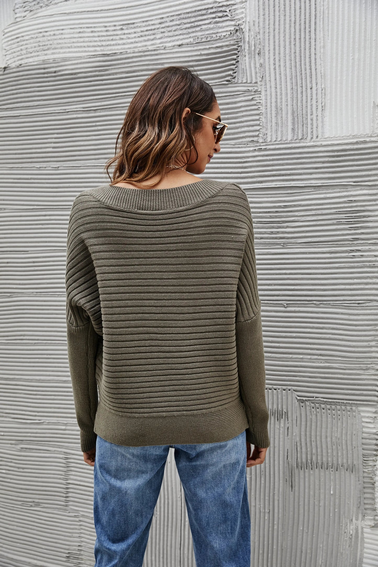 Solid Color Ribbed Sweater Anna-Kaci Wholesale