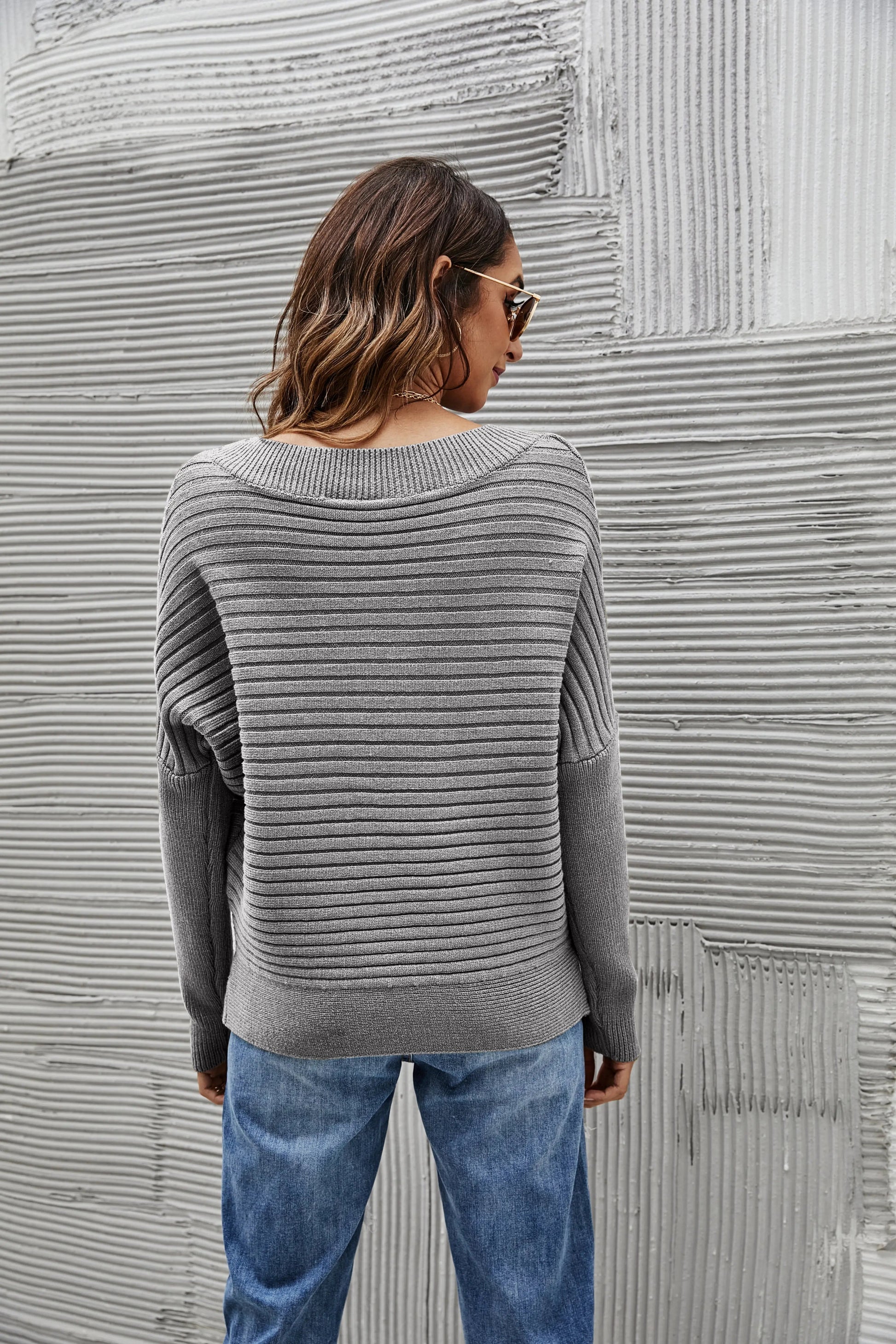 Solid Color Ribbed Sweater Anna-Kaci Wholesale