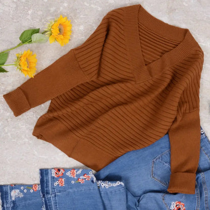 Solid Color Ribbed Sweater Anna-Kaci Wholesale