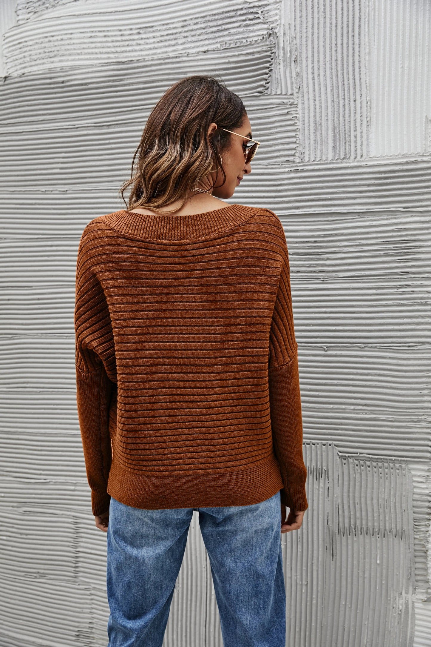 Solid Color Ribbed Sweater Anna-Kaci Wholesale