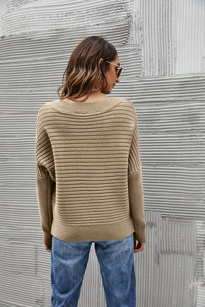 Solid Color Ribbed Sweater Anna-Kaci Wholesale