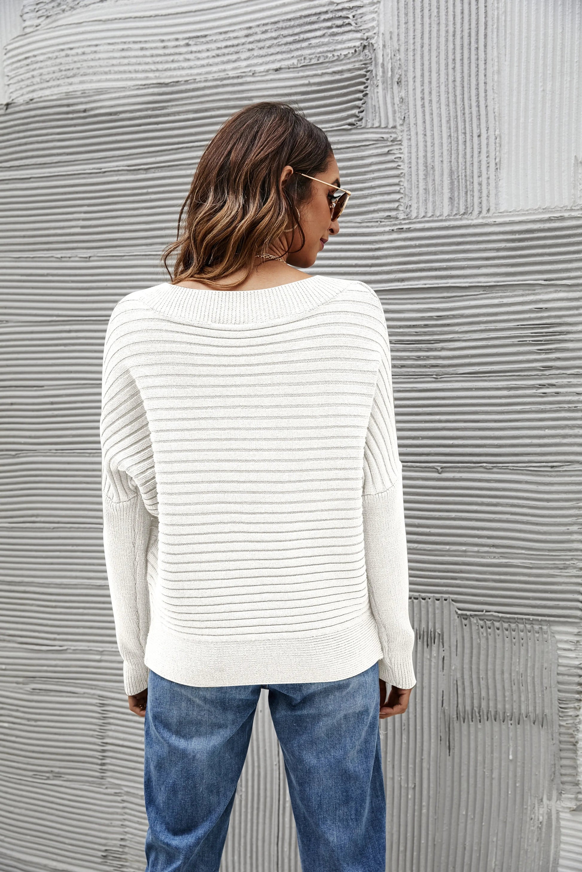 Solid Color Ribbed Sweater Anna-Kaci Wholesale