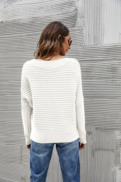 Solid Color Ribbed Sweater Anna-Kaci Wholesale