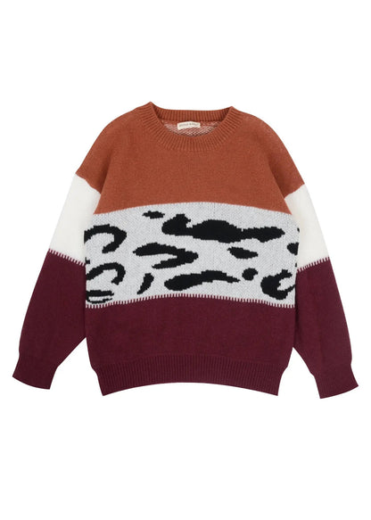 Color Block Animal Print Sweater