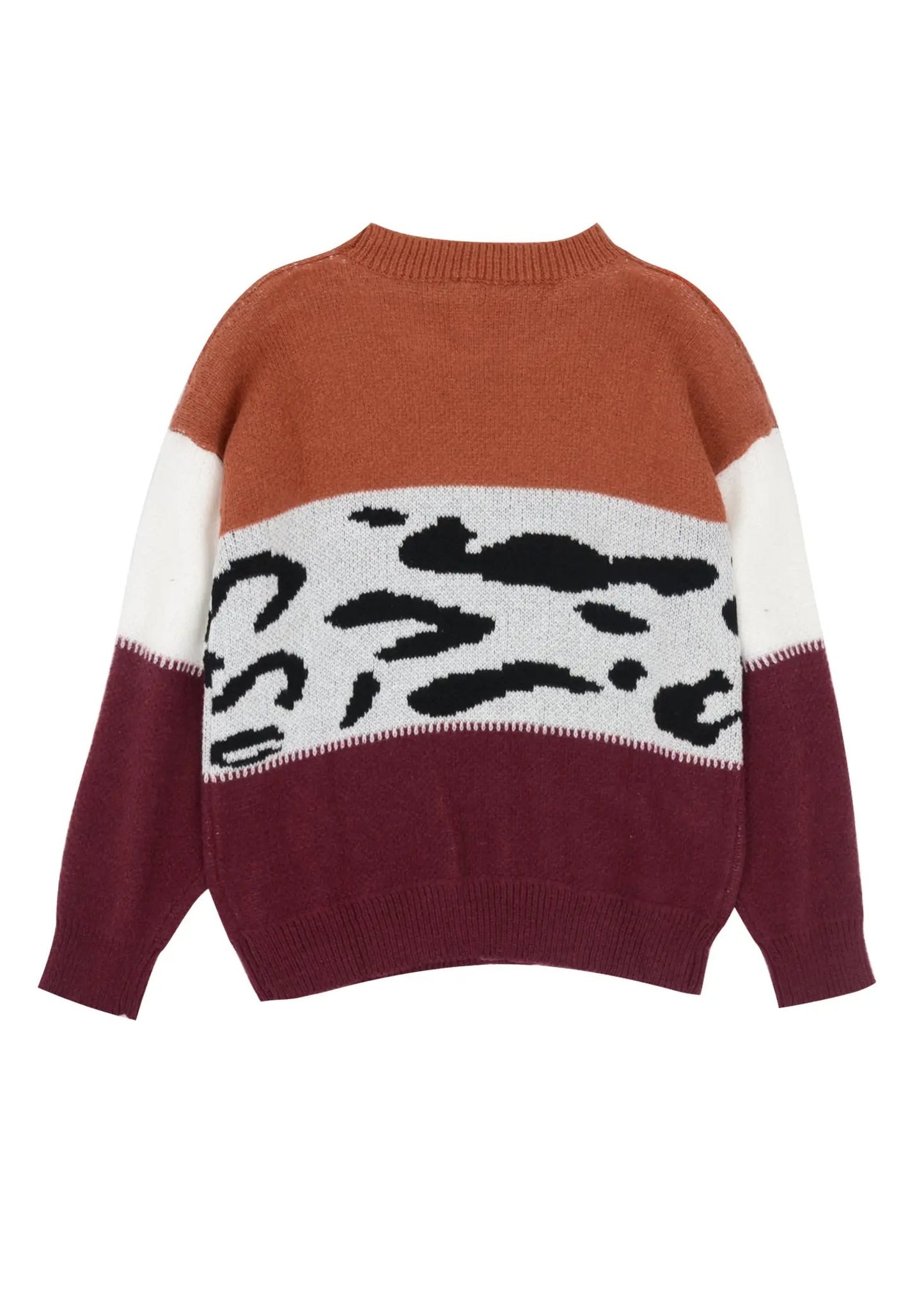 Color Block Animal Print Sweater