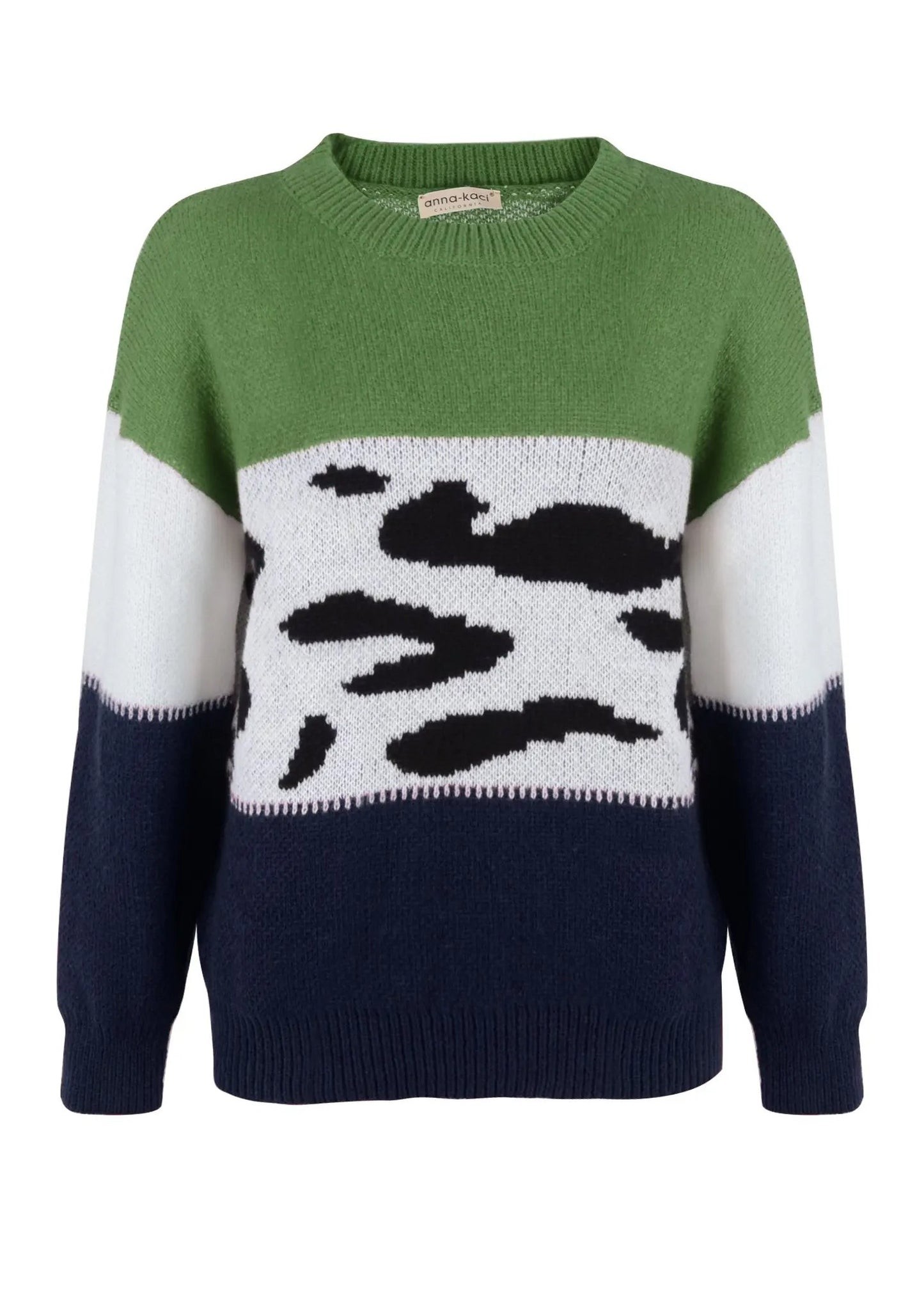 Color Block Animal Print Sweater