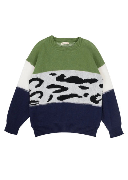 Color Block Animal Print Sweater