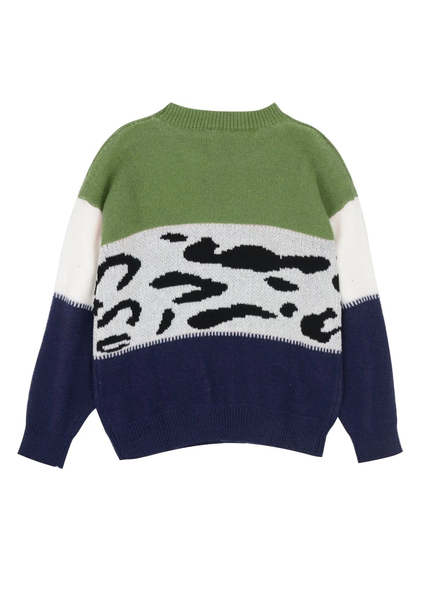 Color Block Animal Print Sweater