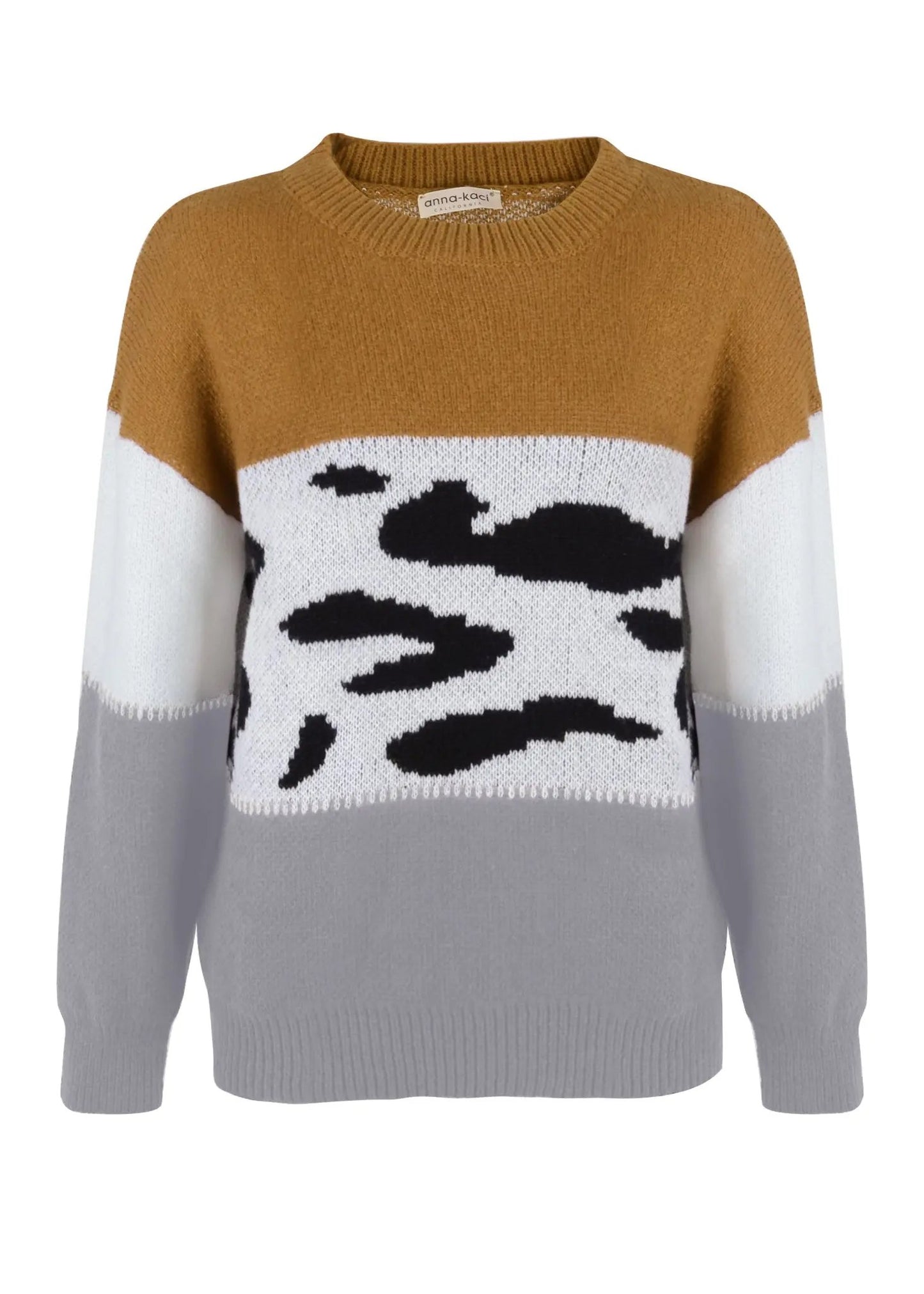 Color Block Animal Print Sweater