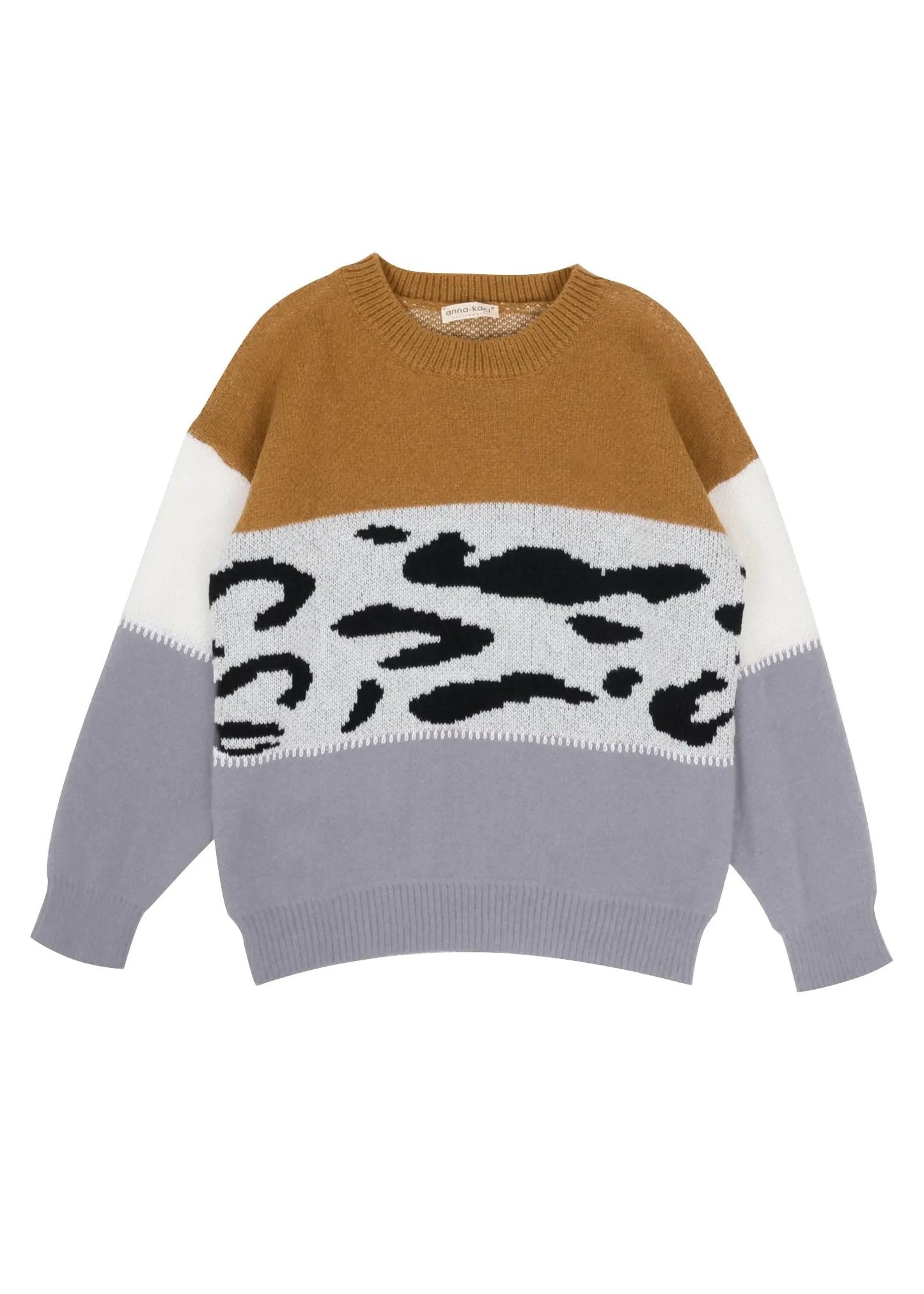 Color Block Animal Print Sweater