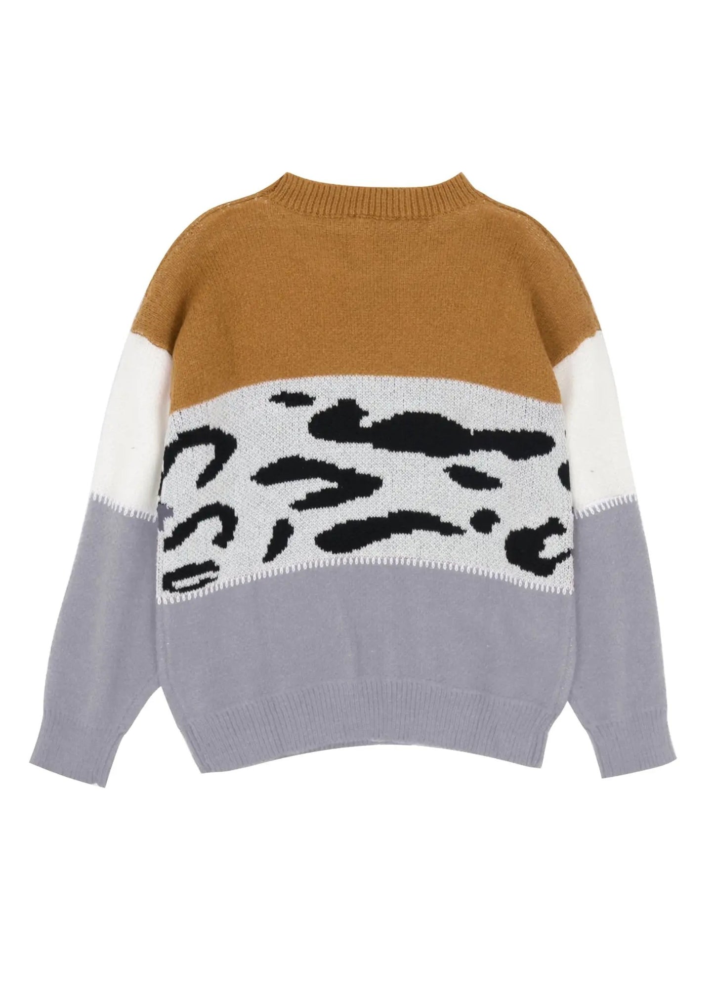 Color Block Animal Print Sweater